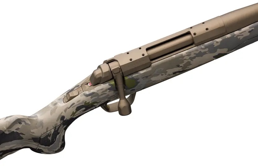 Browning, X-Bolt Speed, Bolt Action Rifle, 308 Winchester, 18" Threaded and Fluted Barrel, Radial Muzzle Brake, Cerakote Finish, Smoked Bronze, Synthetic Stock, OVIX Camouflage Finish, 4 Rounds