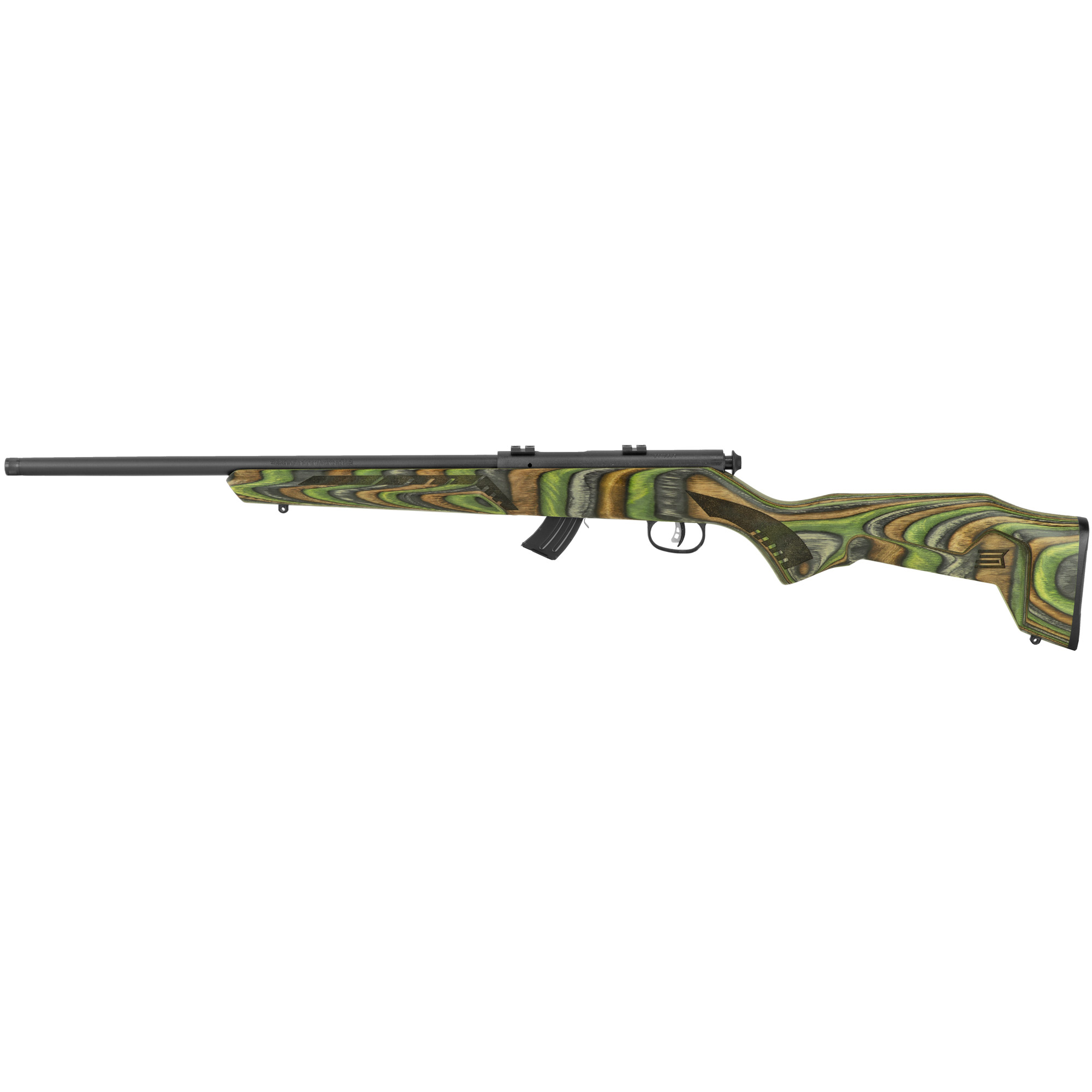 Savage, Mark II, Bolt Action, Rifle, 22LR, 18" Barrel, Green, Laminate Stock, Right Hand, 10Rd, Includes 2-piece Weaver Base and 1-10rd Magazine