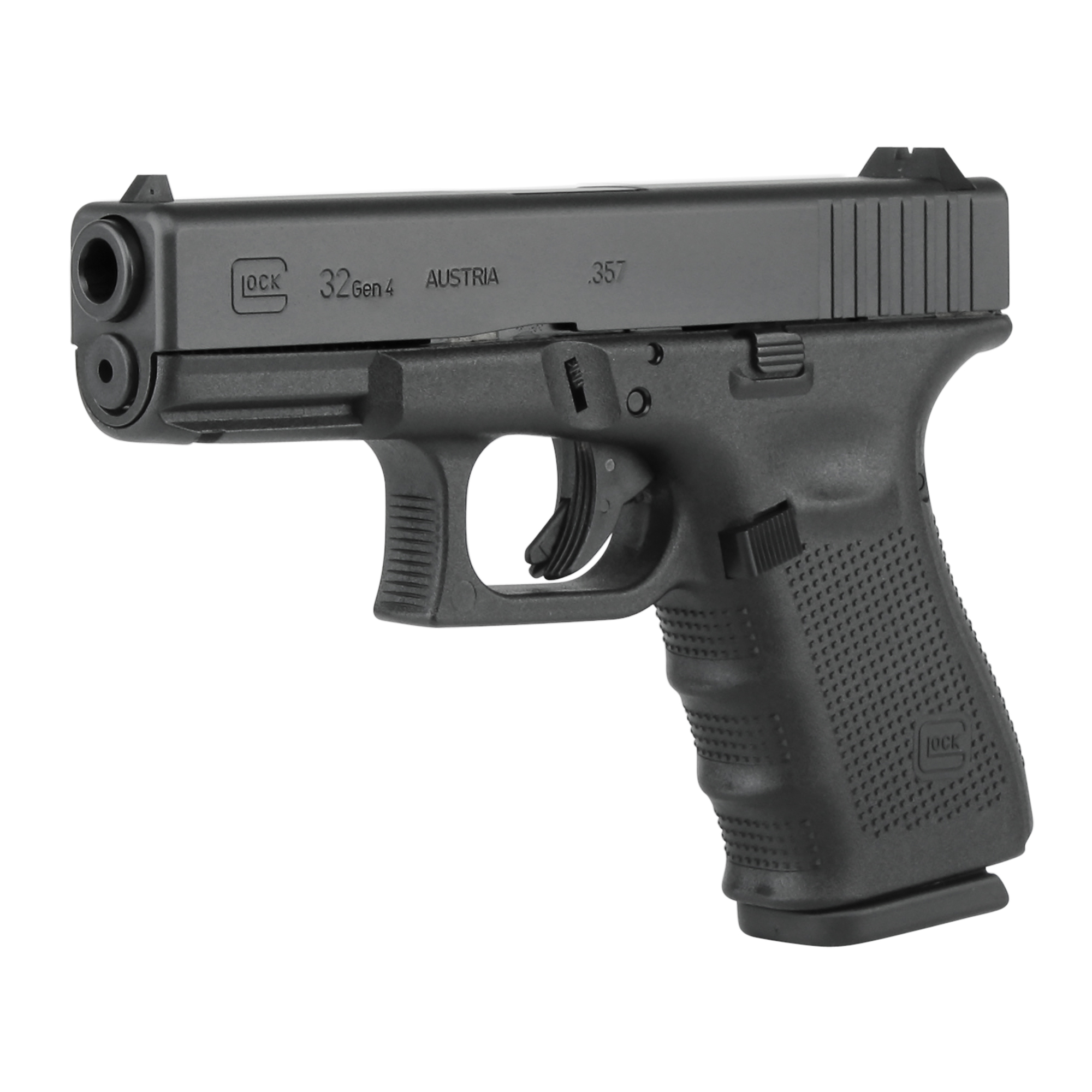 Glock, 32 Gen4, Striker Fired, Semi-automatic, Polymer Frame Pistol, Compact, 357 SIG, 4.02" Barrel, Matte Finish, Black, Fixed Sights, 13 Rounds, 3 Magazines