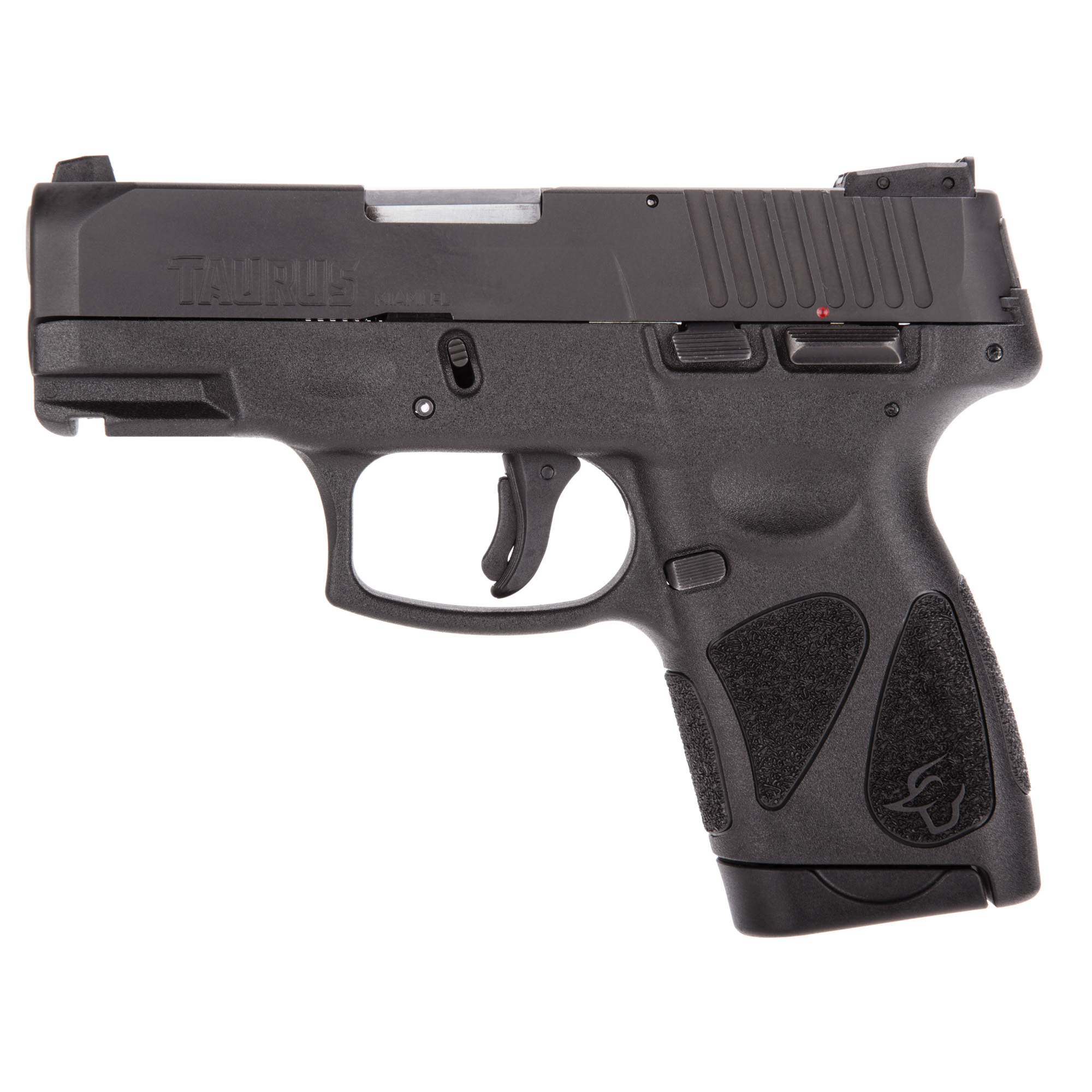 Taurus, G2S, Striker Fired, Semi-automatic, Polymer Frame Pistol, Sub-Compact, 9mm, 3.25" Barrel, Matte Finish, Black, Fixed Front Sight With Adjustable Rear Sight, Manual Thumb Safety, 7 Rounds, 2 Magazines
