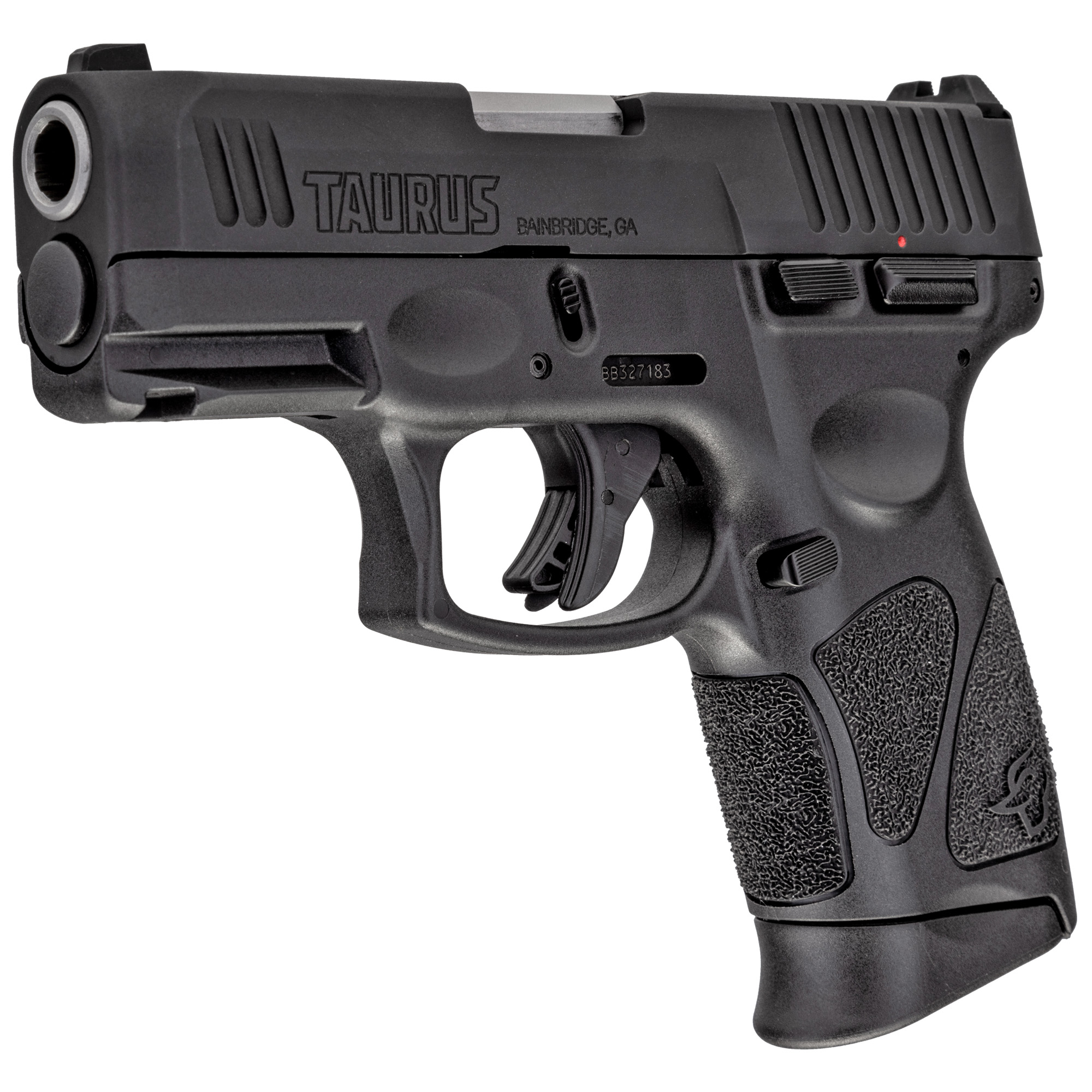 Taurus, G3C, Striker Fired, Semi-automatic, Polymer Frame Pistol, Compact, 3.26" Barrel, Matte Finish, Black, Fixed Front Sight With Drift Adjustable Rear Sight, Manual Thumb Safety, 12 Rounds