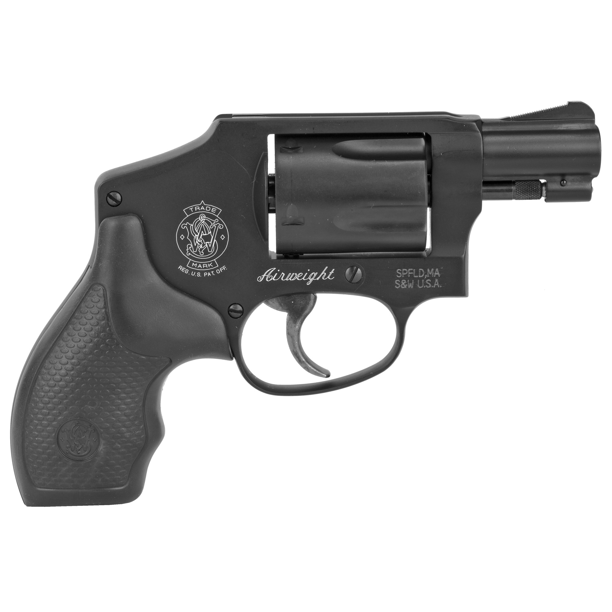 Smith & Wesson, Model 442, Double Action Only, Metal Frame Revolver, J-Frame, 38 Special, 1.875" Barrel, Alloy, Black, Rubber Grips, Integral Sights, 5 Rounds, No Internal Lock