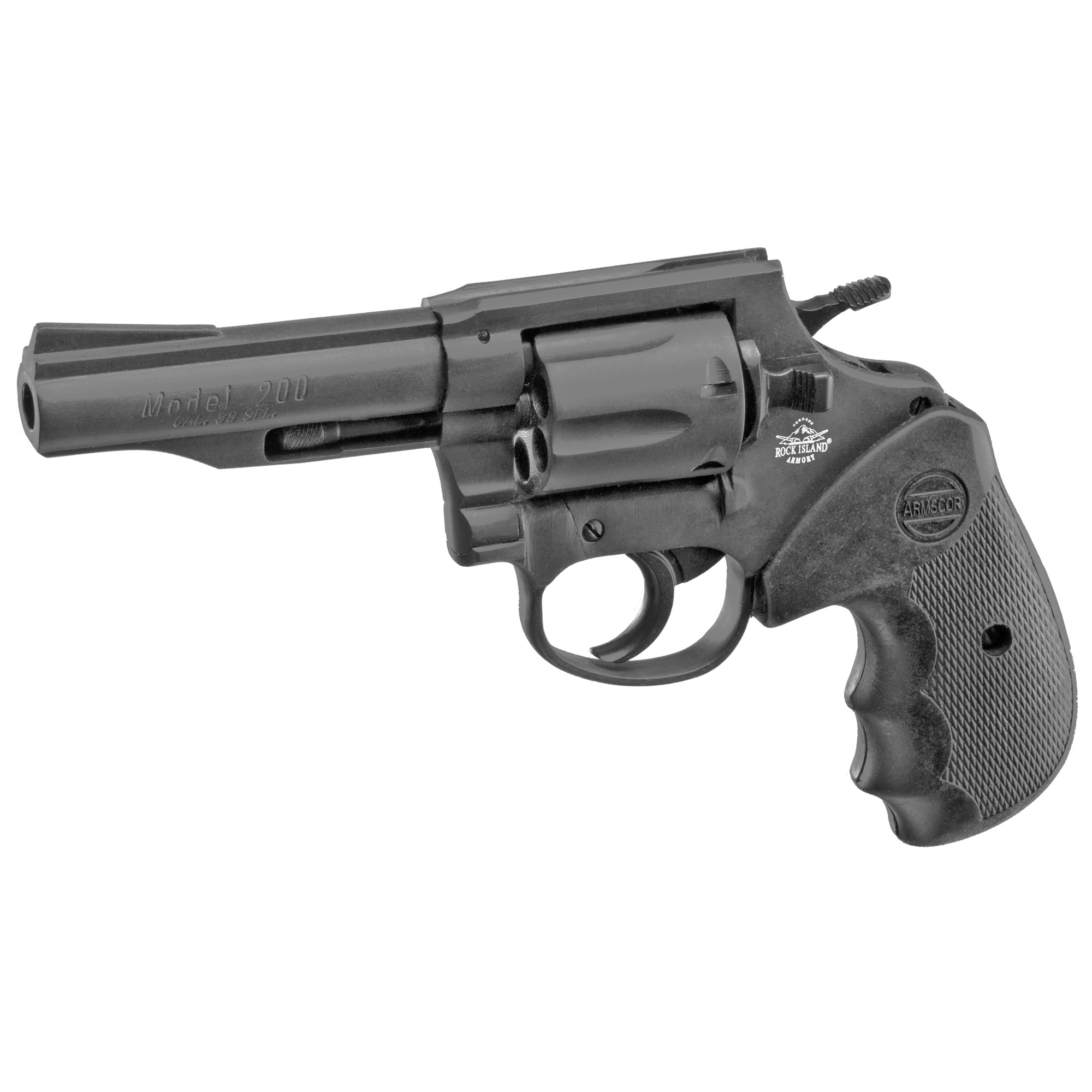 Armscor, M200, Revolver, Double Action/Single Action, 38 Special, 4" Barrel, Steel, Parkerized Finish, Black, Polymer Grip, Fixed Sights, 6 Rounds