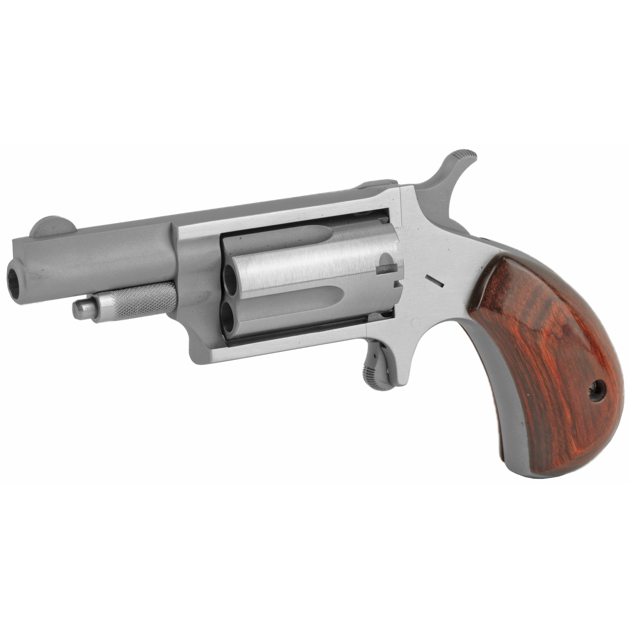 North American Arms, Mini Revolver, Single Action, Revolver, 22 WMR, 1.625" Barrel, Stainless Steel, Silver, Wood Grips, Fixed Sights, 5 Rounds