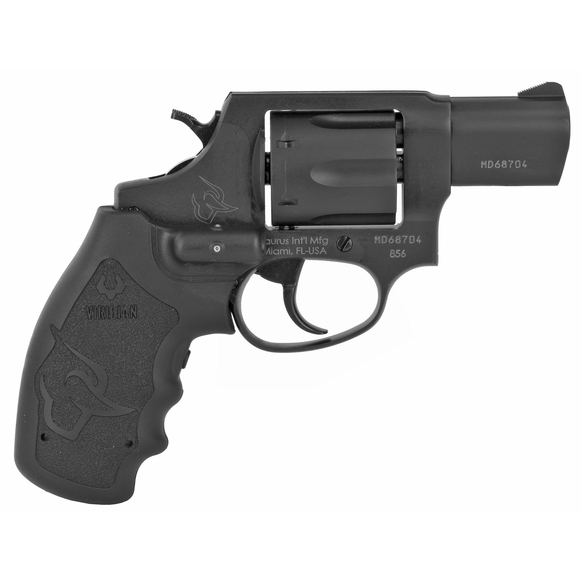 Taurus, Model 856VL, Double Action, Metal Frame Revolver, Small Frame, 38 Special, 2" Barrel, Steel, Matte Finish, Black, Viridian Red Laser Grip, Fixed Sights, 6 Rounds