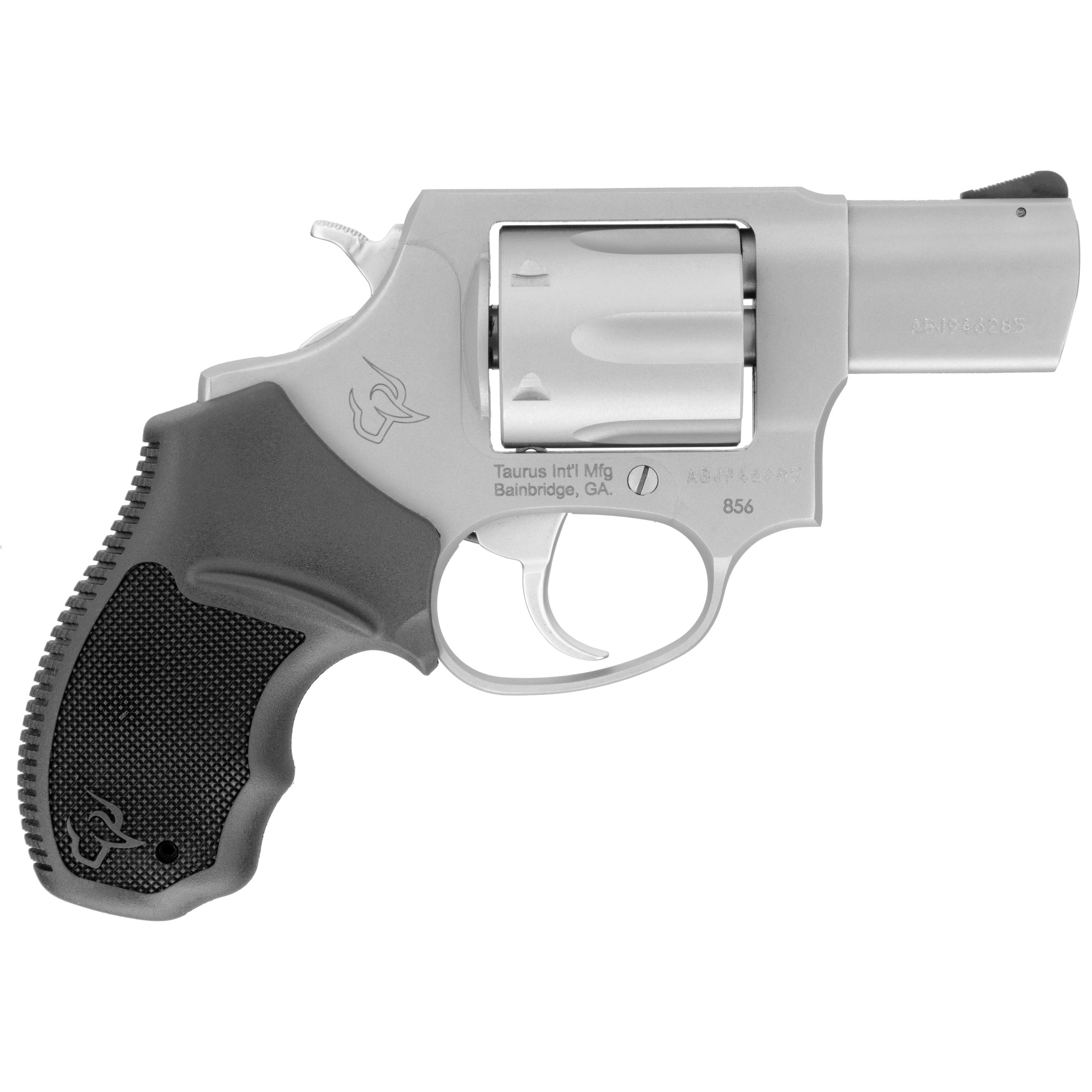 Taurus, Model 856CH, Double Action, Metal Frame Revolver, Small Frame, 38 Special, 2" Barrel, Stainless Steel, Matte Finish, Silver, Rubber Grips, Fixed Sights, 6 Rounds