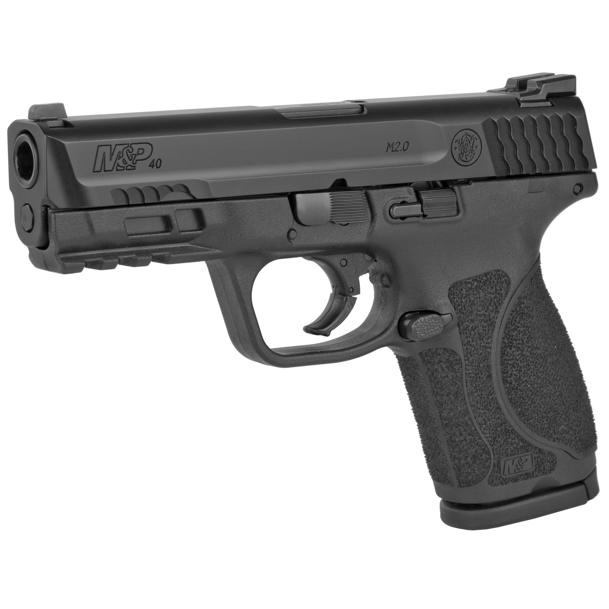 Smith & Wesson, M&P 2.0, Striker Fired, Semi-automatic, Polymer Frame Pistol, Compact, 40 S&W, 4" Barrel, Armornite Finish, Black, Fixed Sights, 13 Rounds, 2 Magazines