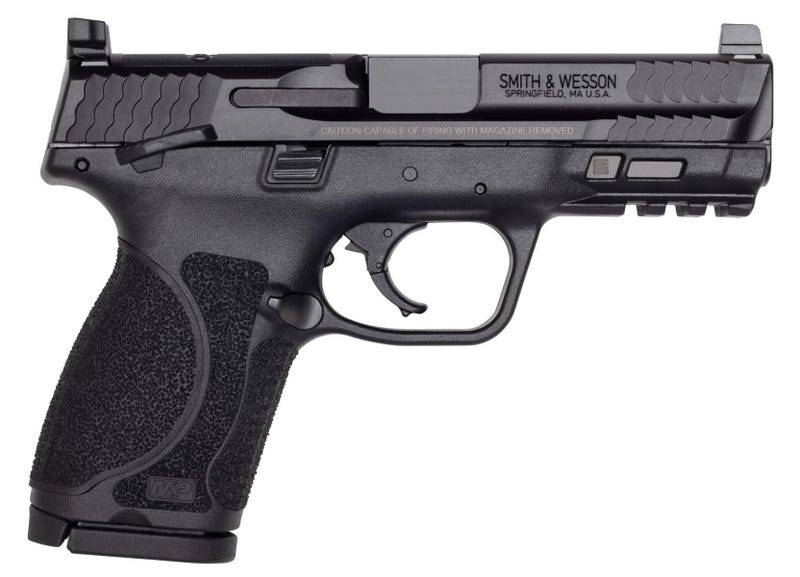 Smith & Wesson, M&P 2.0, Compact, Striker Fired, Semi-automatic, Polymer Frame Pistol, 9MM, 4" Barrel, Armornite Finish, Black, Tall White Dot Sights, Manual Thumb Safety, 15 Rounds, Optics Ready Slide, 2 Magazines