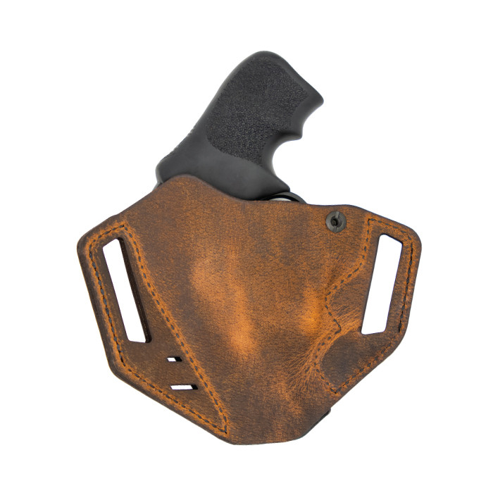 Versacarry Revolver Holster OWB fits Ruger LCR and Similar Right Hand Leather Distressed Brown and Black