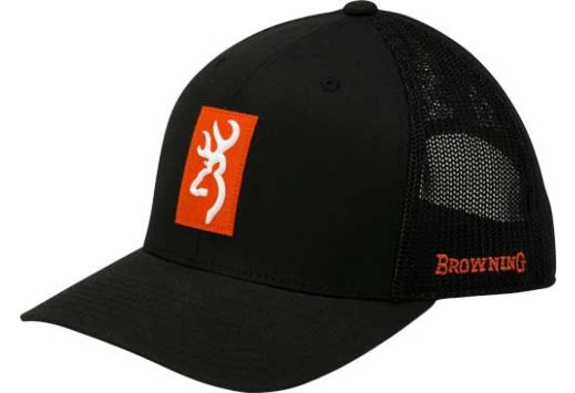 BROWNING CAP SNAP SHOT BLACK W/ORANGE PATCH ADJ