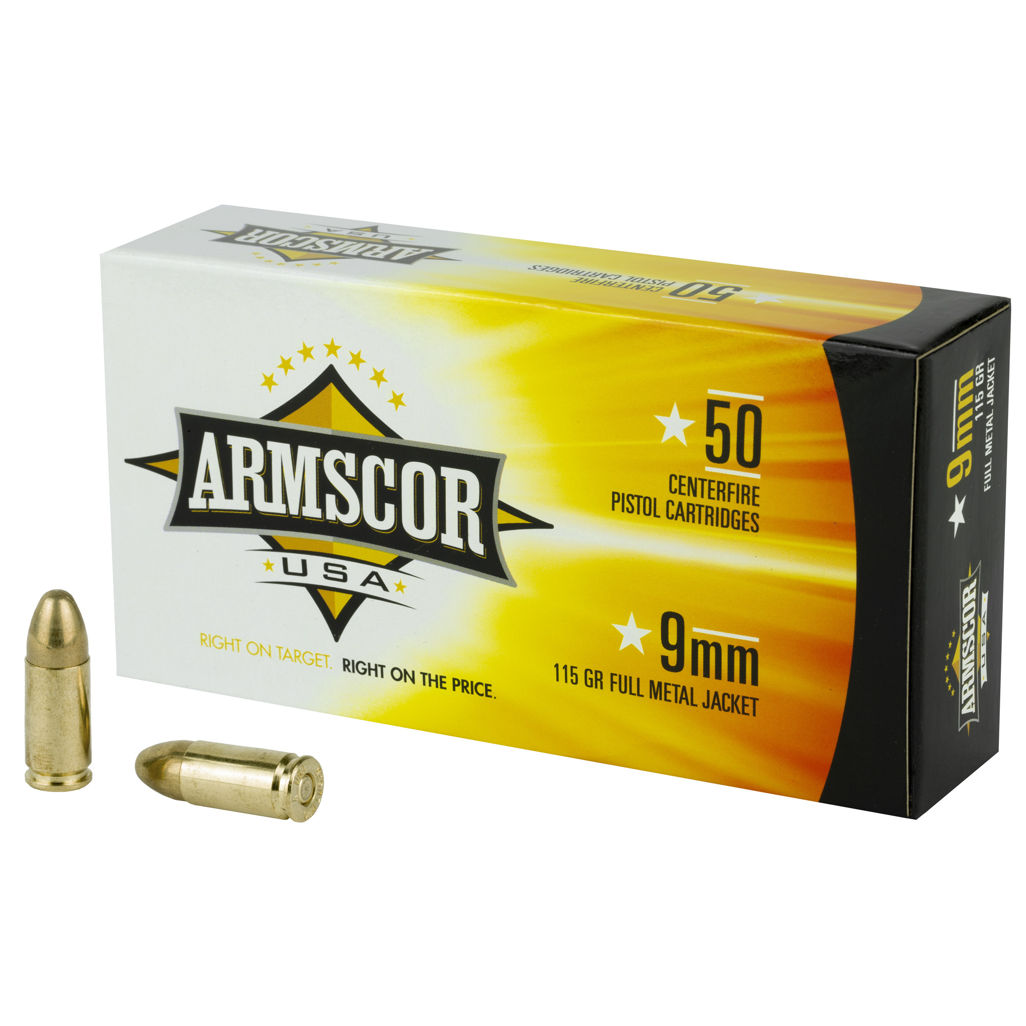 Armscor, 9MM, 115 Grain, Full Metal Jacket, 50 Round Box