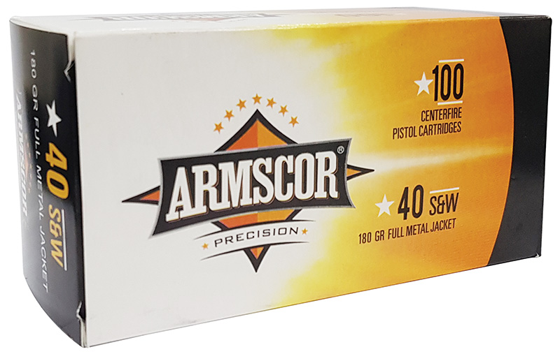 Armscor .40 S&W, 180 Grain, Full Metal Jacket, 100/Box Value Pack