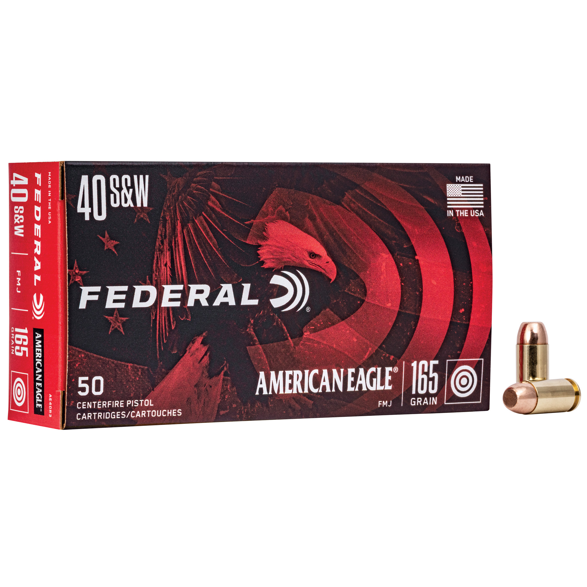 Federal, American Eagle, 40S&W, 165 Grain, Full Metal Jacket, 50 Round Box