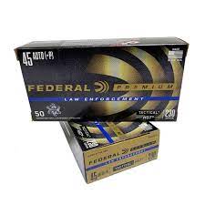 FEDERAL 45 ACP AMMUNITION 230 GRAIN HST JACKETED HOLLOW POINT LAW ENFORCEMENT 50 ROUNDS