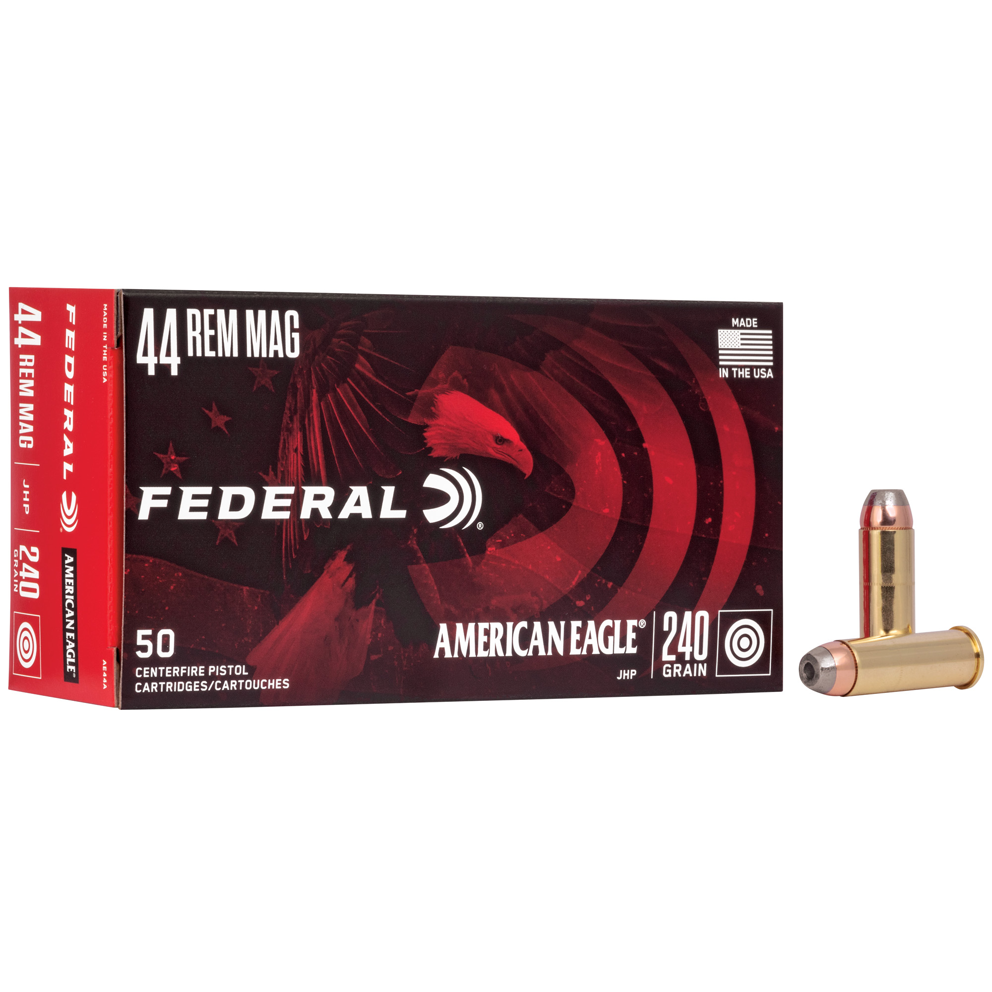 Federal, American Eagle, 44MAG, 240 Grain, Jacketed Hollow Point, 50 Round Box