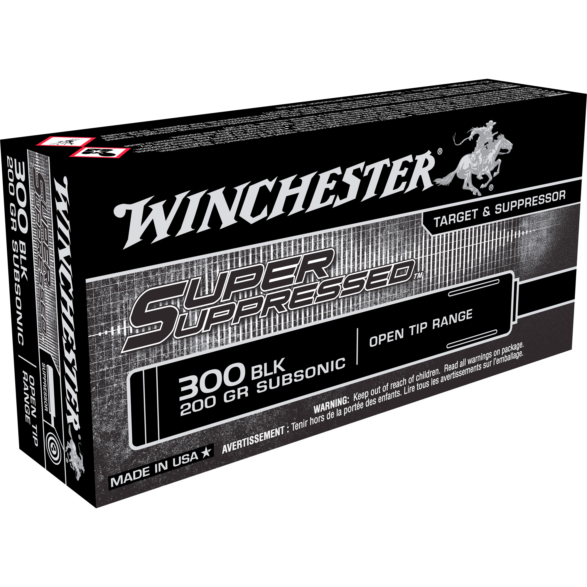 Winchester Ammunition, Super Suppressed, 300 Blackout, 200 Grain, Open Tip, 20 Round Box