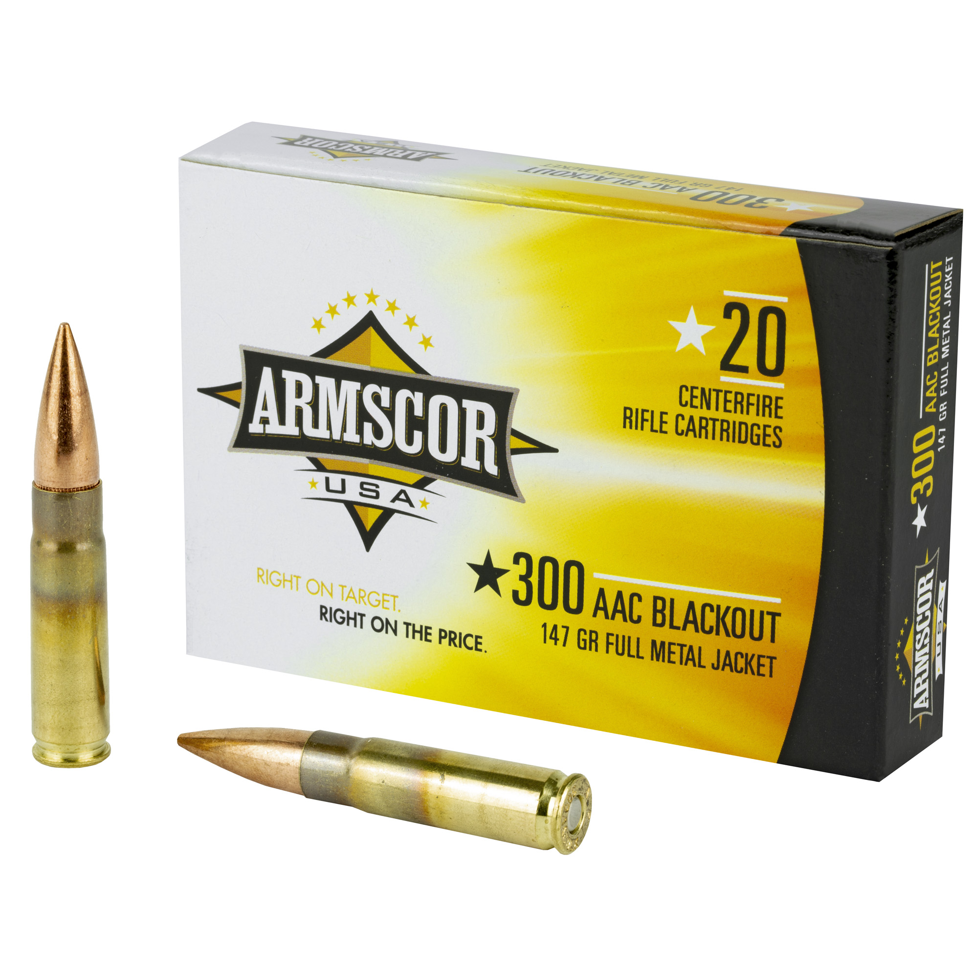 Armscor, 300 AAC Blackout, 147 Grain, Full Metal Jacket, 20 Round Box