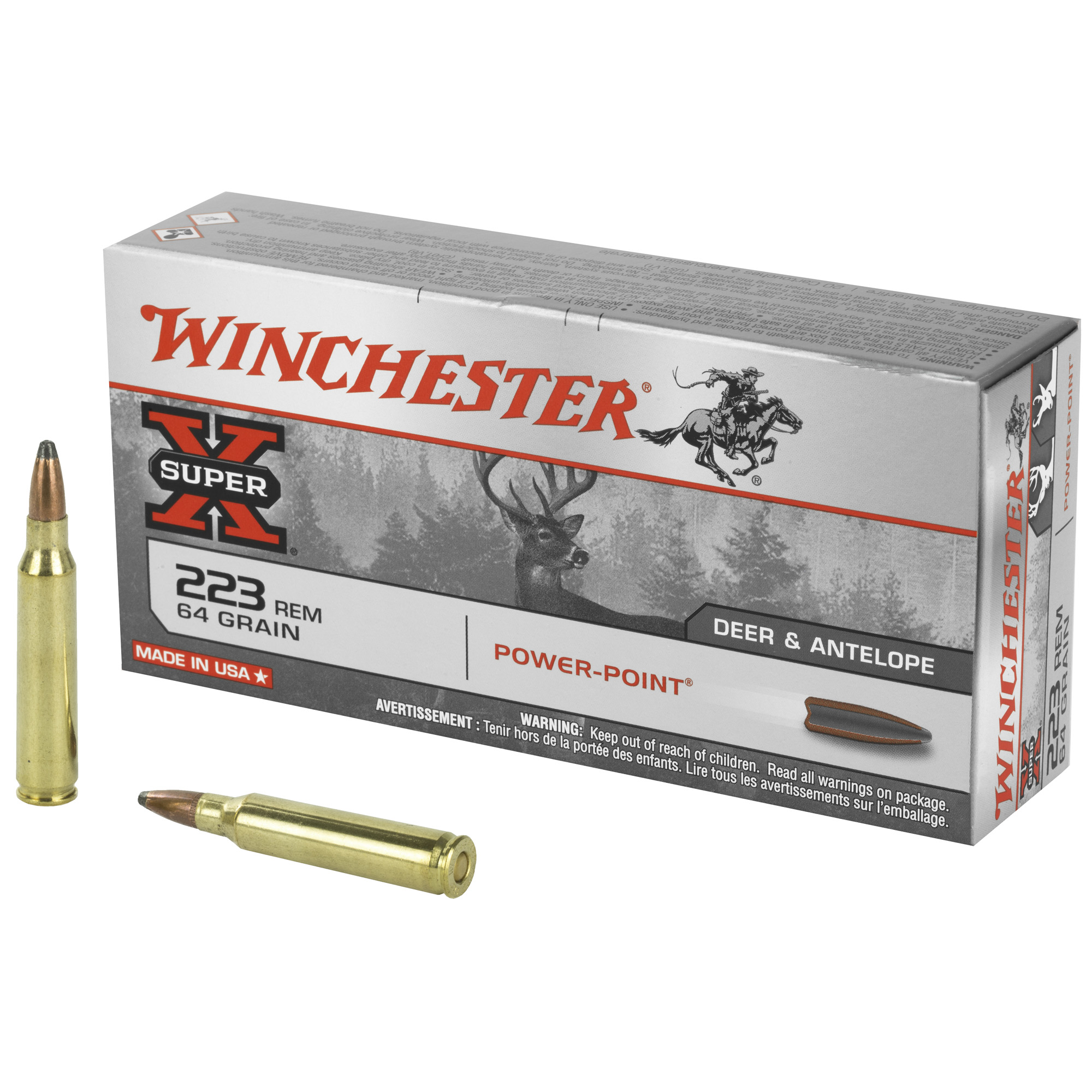 Winchester Ammunition, Super-X, 223REM, 64 Grain, Power Point, 20 Round Box