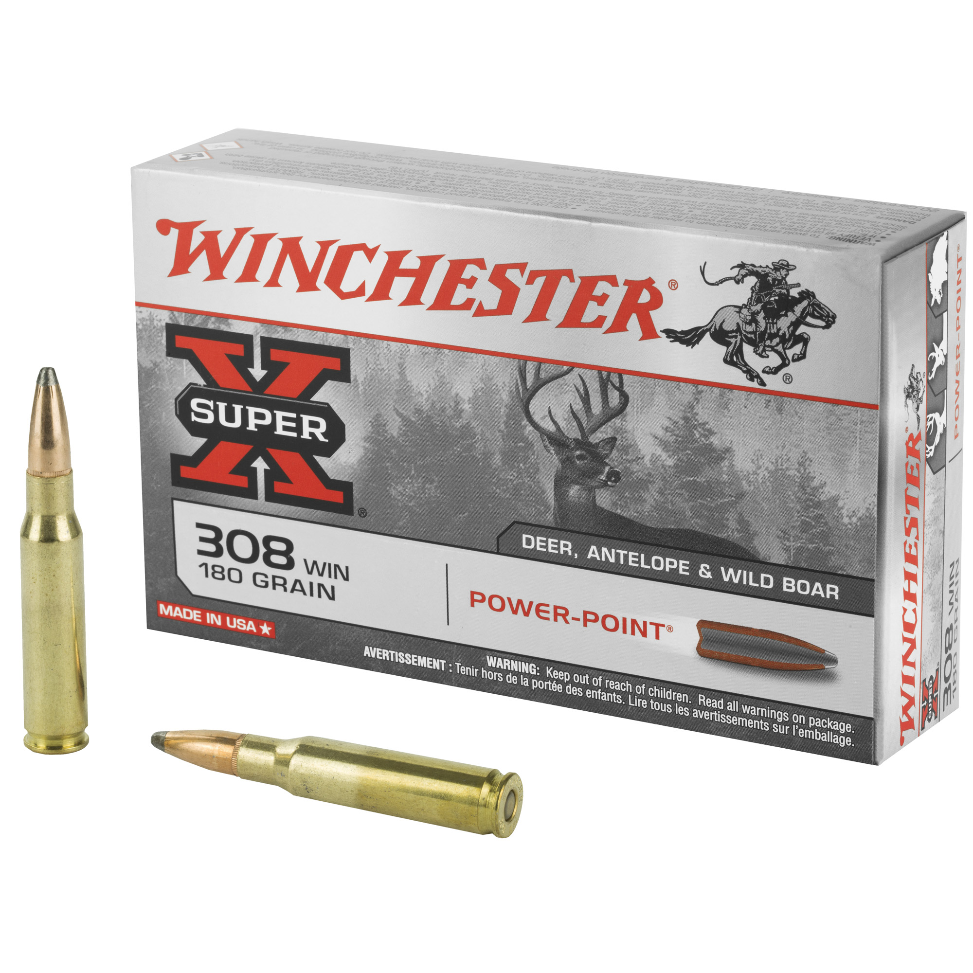 Winchester Ammunition, Super-X, 308WIN, 180 Grain, Power Point, 20 Round Box