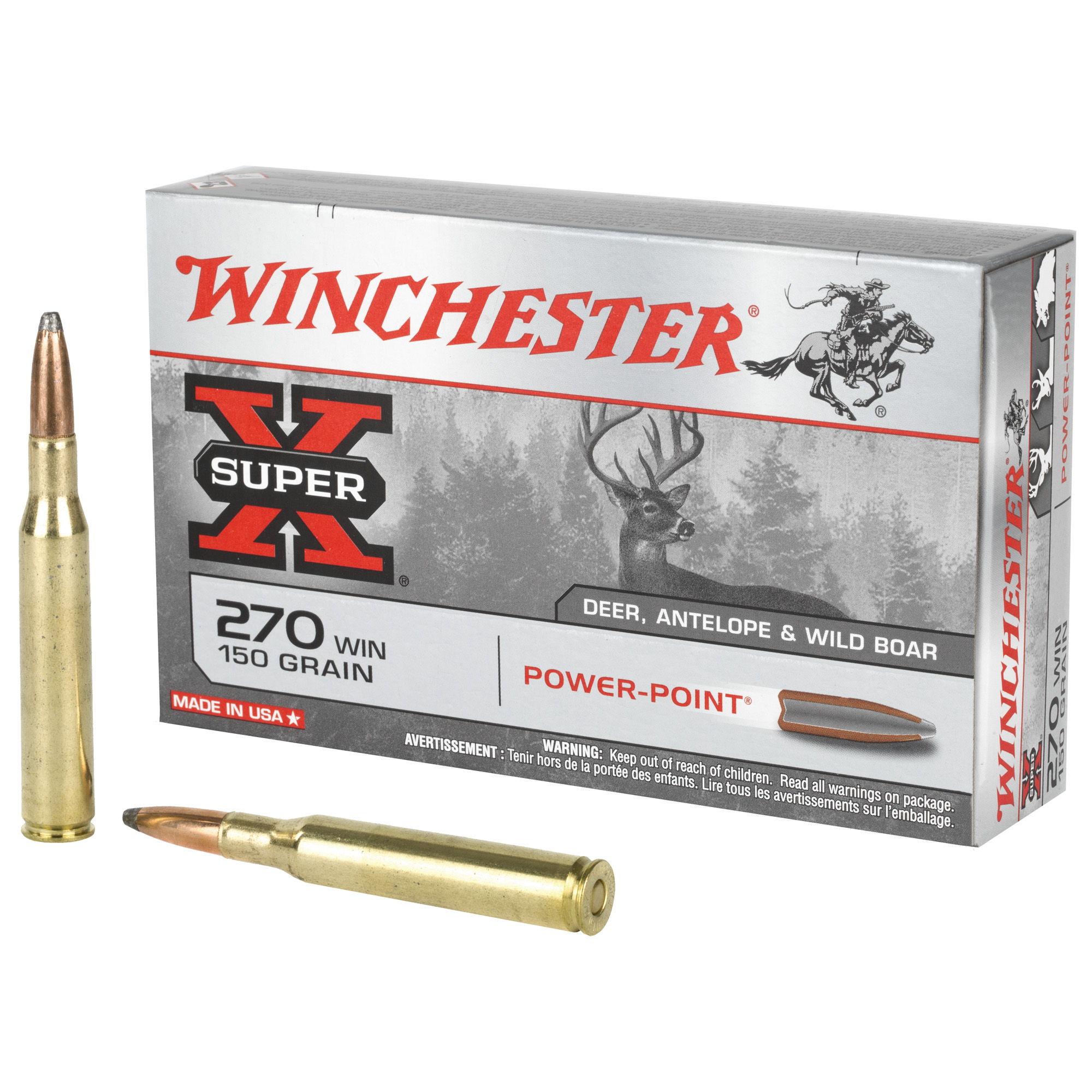 Winchester Ammunition, Super-X, 270Win, 150 Grain, Power Point, 20 Round Box