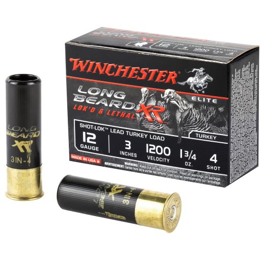 Winchester Ammunition, Long Beard XR, 12 Gauge, 3" Chamber, #4, 1.75 oz, Shotshell Shot-Lok with Lead Shot, 10 Round Box