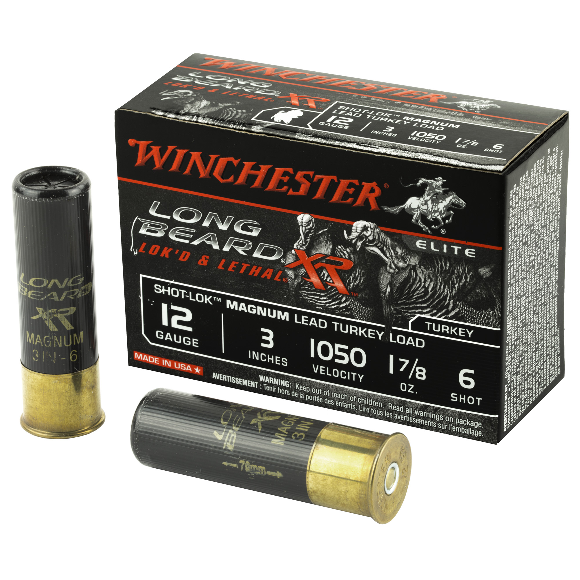 Winchester Ammunition, Long Beard XR, 12 Gauge, 3", #6, 1-7/8oz, Shotshell, Shot-Lok with Lead Shot, 10 Round Box
