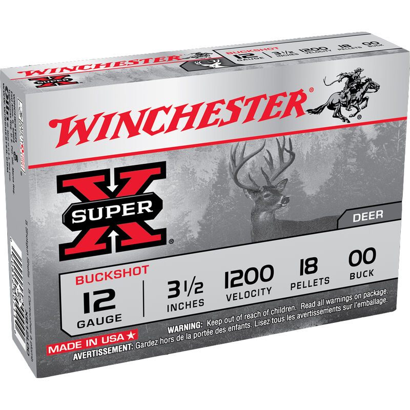 WINCHESTER SUPER-X 12GA 3.5" 5RD 50BX/CS 1200FPS 00BK 18PLT